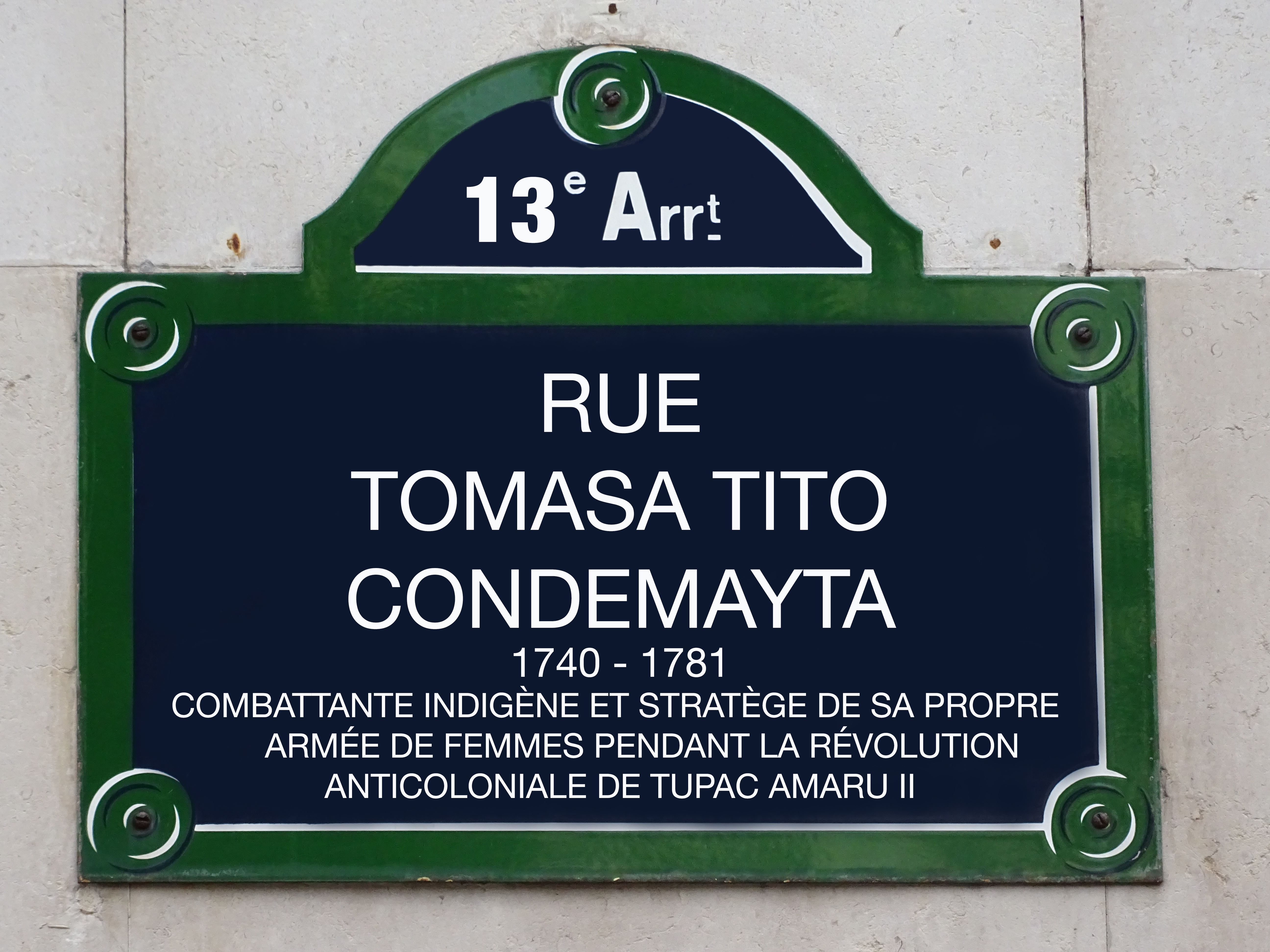 Placa Tomasa Tito Condemayta Paris 13me, 2023